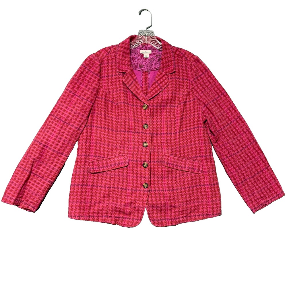 Sundance Blazer Jacket Womens L Houndstooth Boho Cottagecore Eclectic Artsy